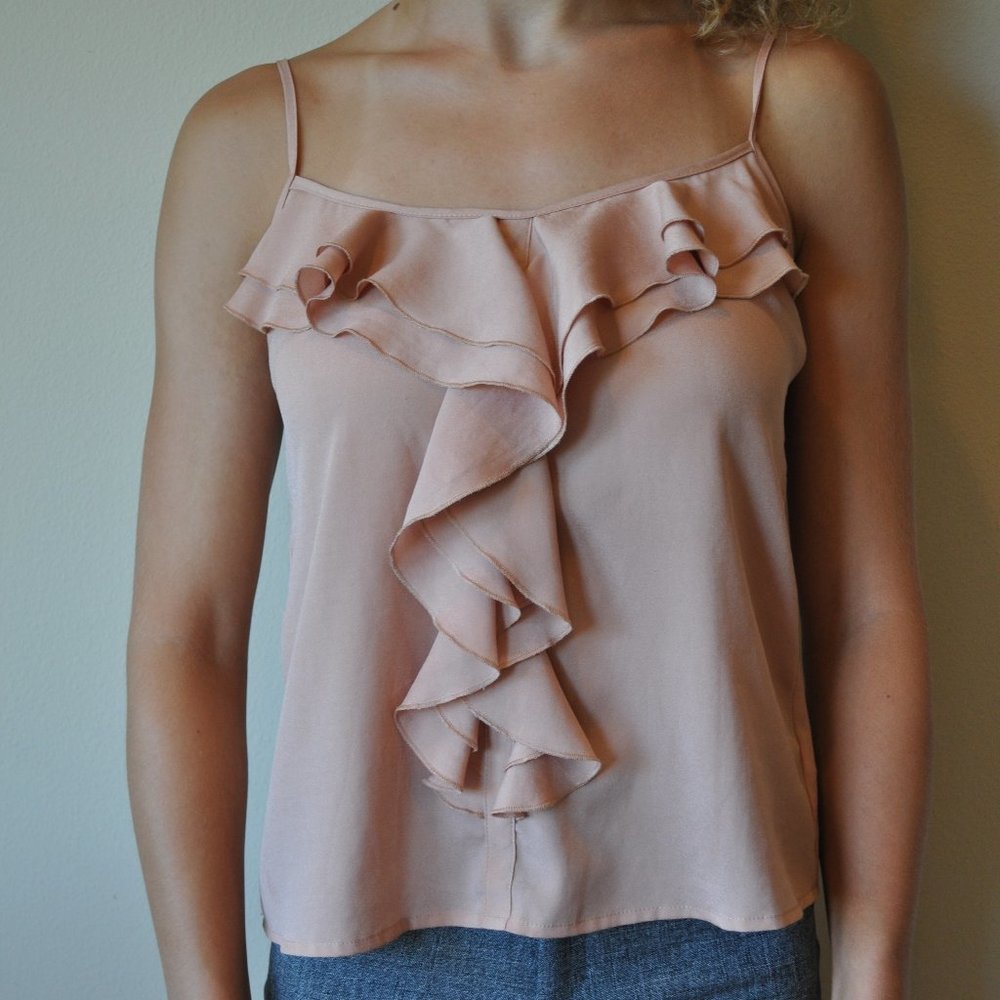 Forever 21 Tan/Peach Ruffle Front Cami Tank